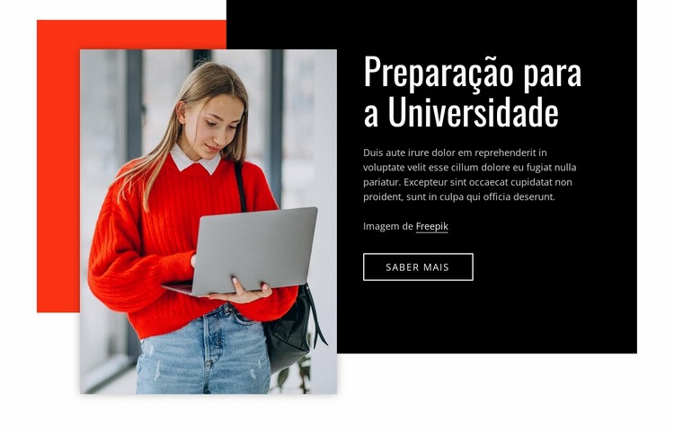 Preparação para a universidade Maquete do site
