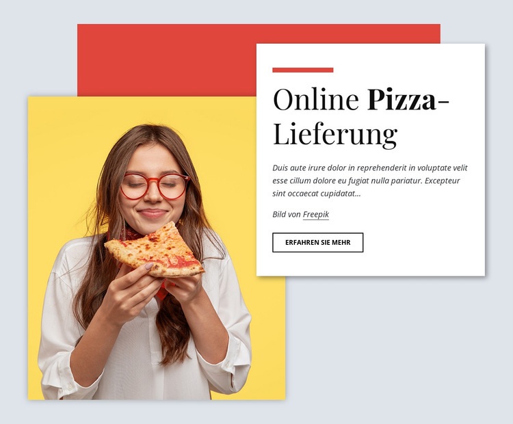 Online-Pizza-Lieferung Eine Seitenvorlage