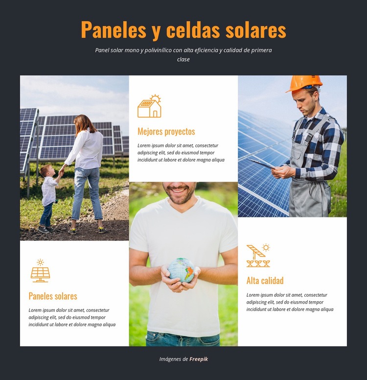 Paneles y celdas solares Creador de sitios web HTML