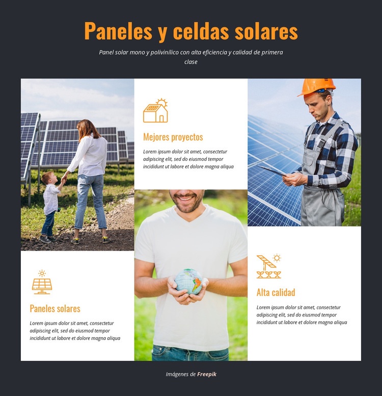 Paneles y celdas solares Diseño de páginas web