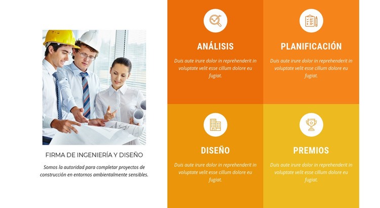 Características de la empresa de diseño Maqueta de sitio web