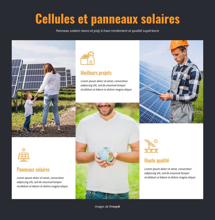 Cellules et panneaux solaires Créateur de site Web HTML