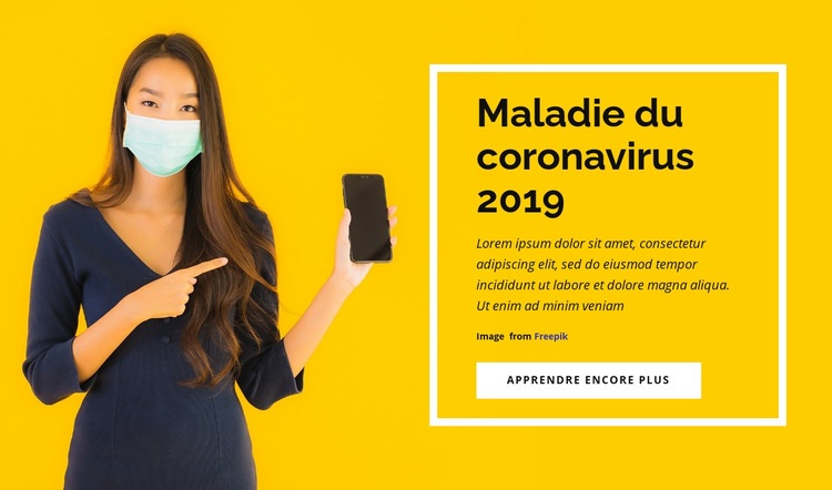 Maladie de coronavirus Maquette de site Web