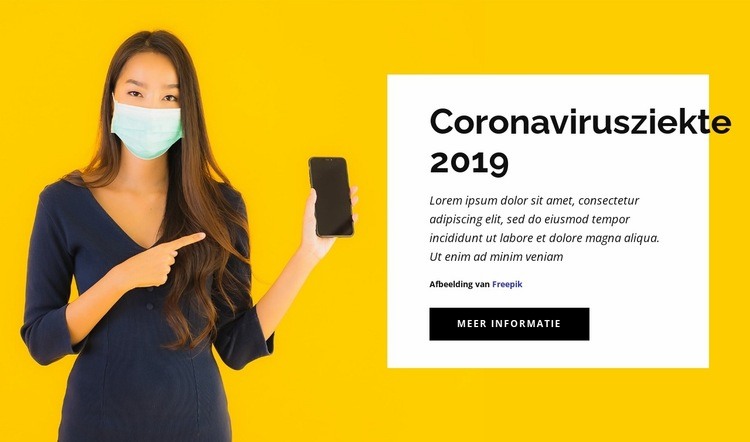 Coronavirusziekte Website ontwerp