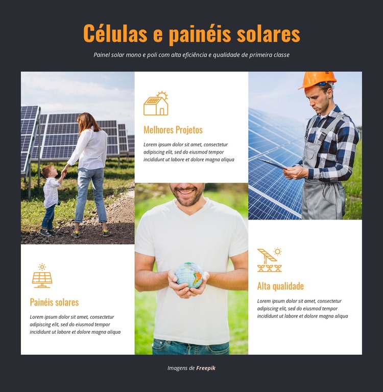 Células e painéis solares Modelo de uma página