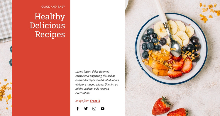 Healthy Delicious Recipe‎ One Page Template