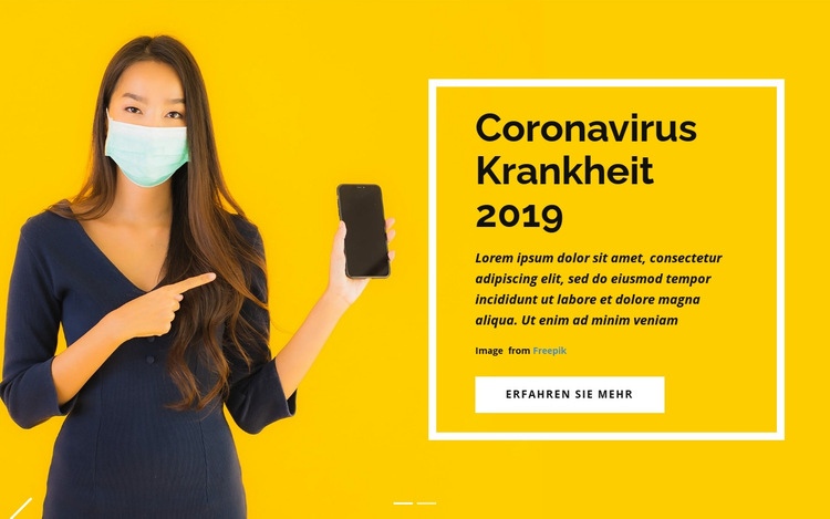 Coronavirus-Informationen Website Builder-Vorlagen