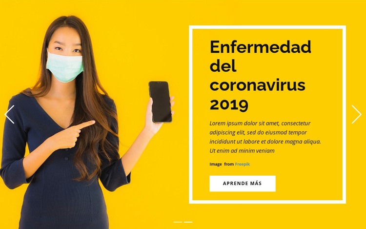 Información sobre el coronavirus Maqueta de sitio web