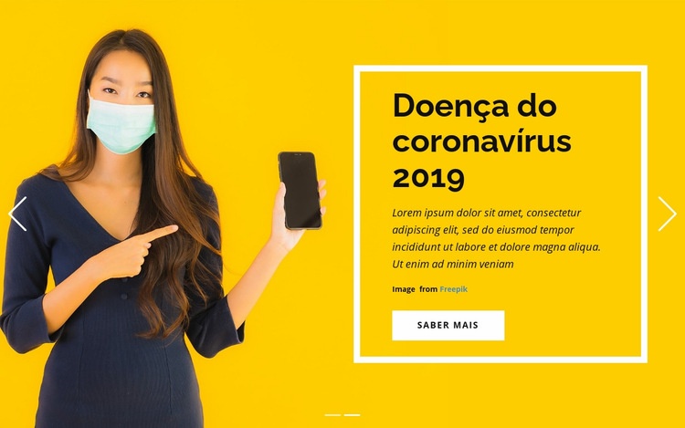 Informação sobre Coronavírus Design do site