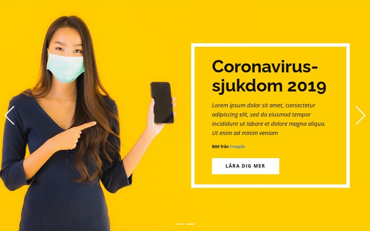Information om Coronavirus Webbplats mall
