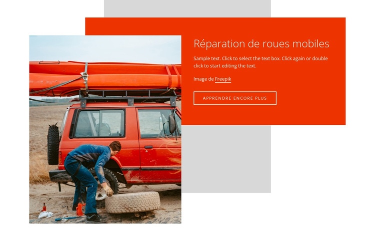 Réparation de roues mobiles Maquette de site Web