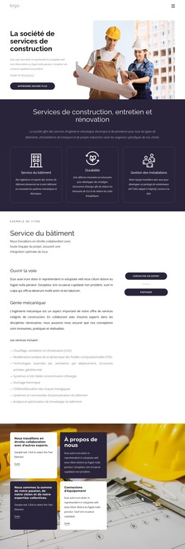 L'Entreprise De Services Du Bâtiment - Modèle De Page HTML