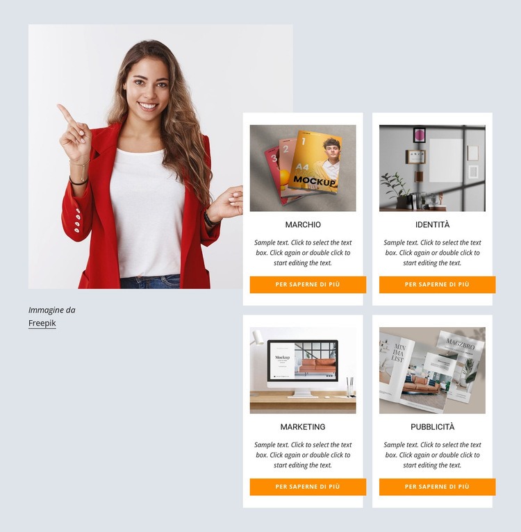Branding, marketing, web design Mockup del sito web