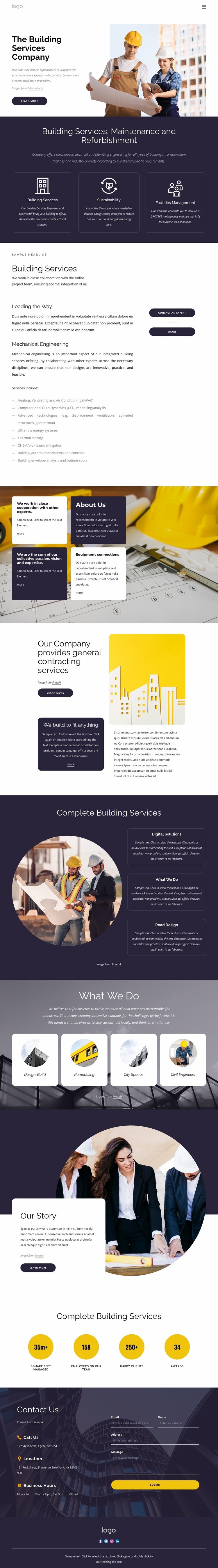 The building services company Webflow Template Alternative