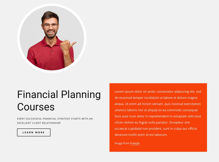 Financial planning courses Landing Page