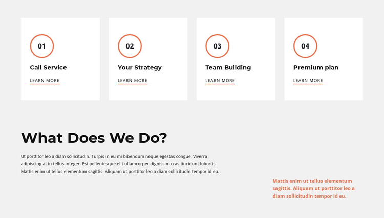 Our actions HTML Template