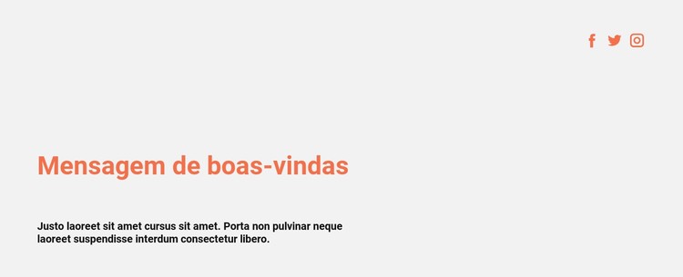 Ícones sociais e saudação Template CSS