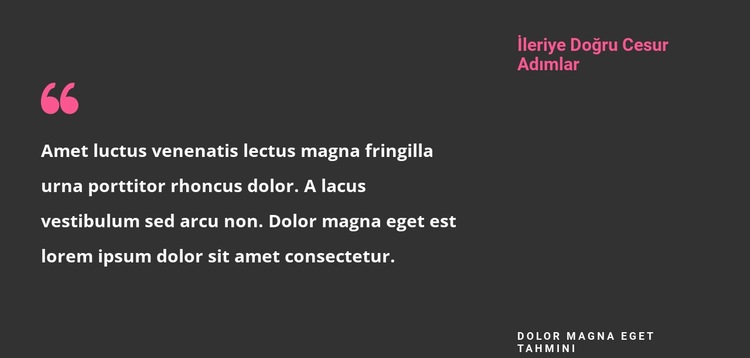 Karanlık bir arka plan üzerinde alıntı Bir Sayfa Şablonu