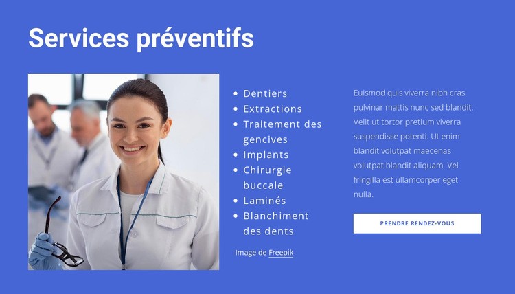 Services préventifs Maquette de site Web