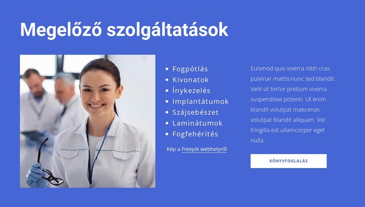 Megelőző szolgáltatások Weboldal tervezés