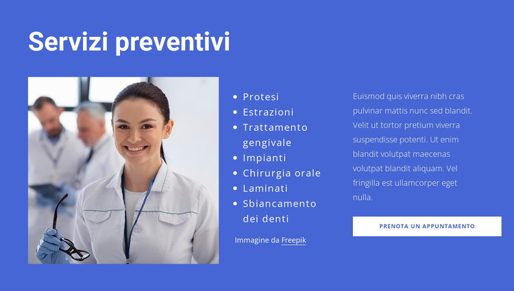 Servizi preventivi Modello HTML