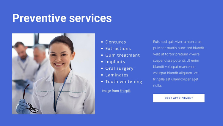 Preventive services Joomla Page Builder