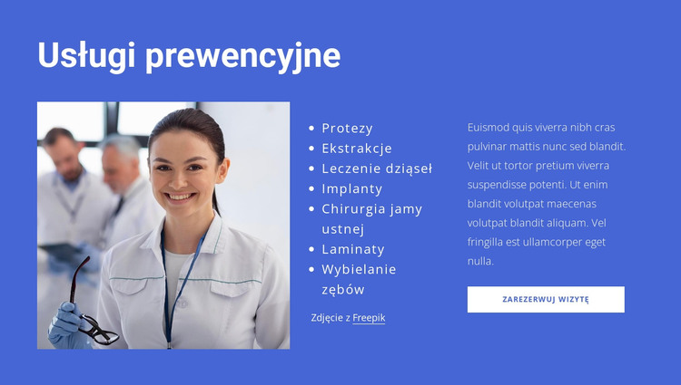 Usługi prewencyjne Szablon HTML