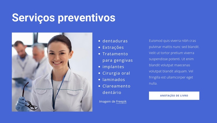 Serviços preventivos Construtor de sites HTML