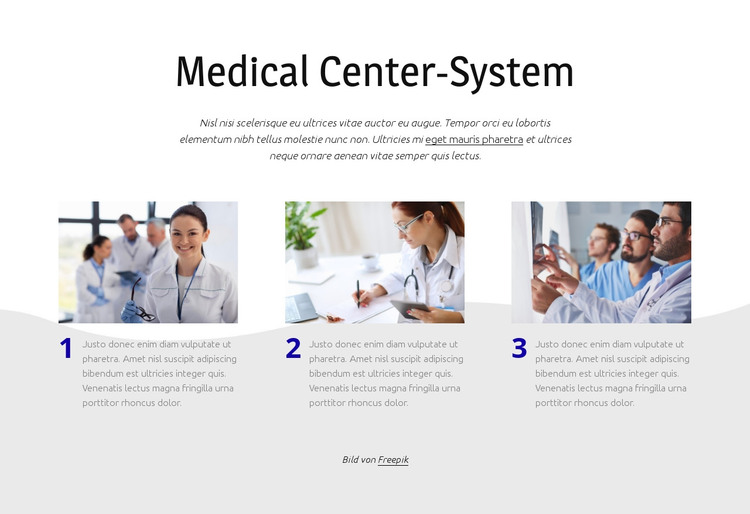 Medizinisches Zentrumssystem HTML-Vorlage