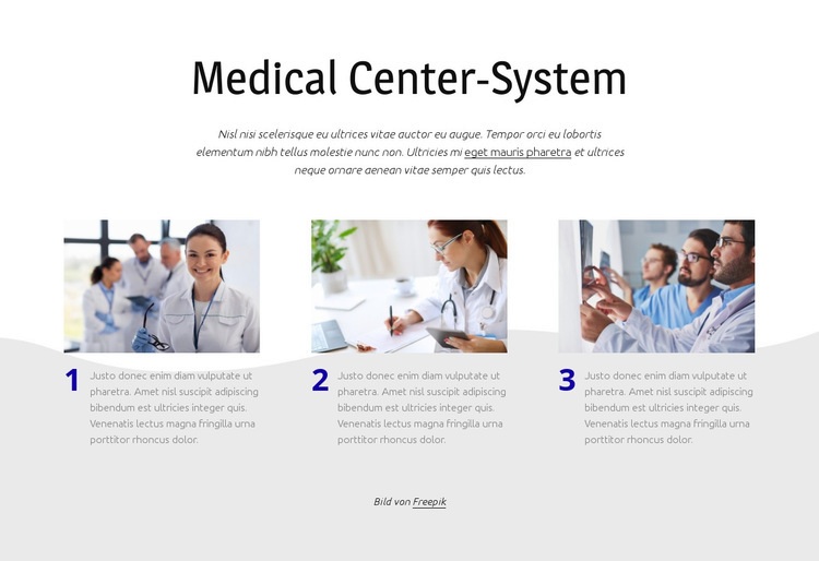 Medizinisches Zentrumssystem HTML5-Vorlage