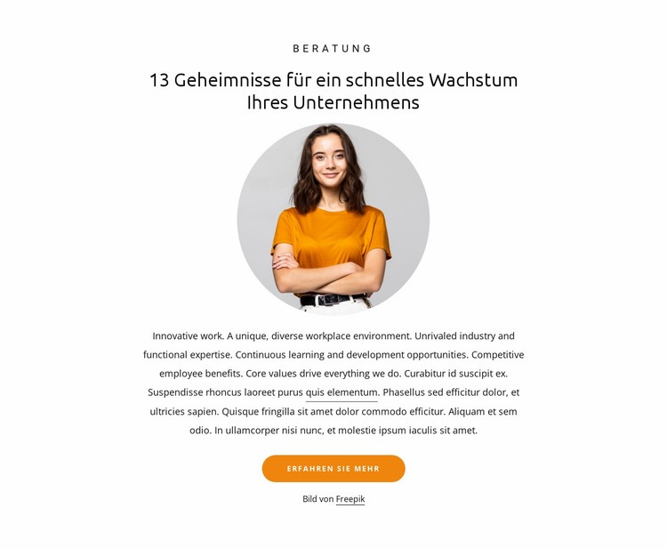 13 Geheimnisse, um das Geschäft auszubauen HTML5-Vorlage