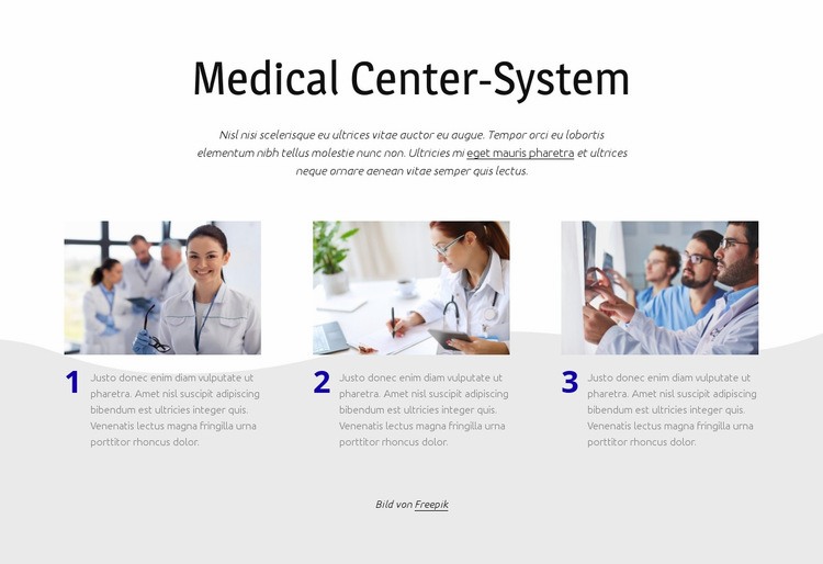 Medizinisches Zentrumssystem Website Builder-Vorlagen