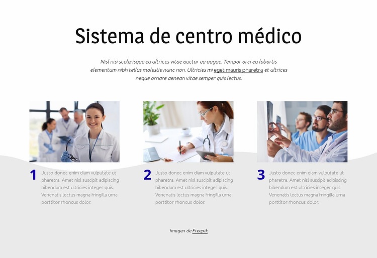 Sistema de centro médico Página de destino