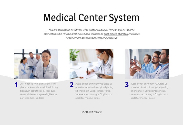 Orvosi központ rendszer Html Weboldal készítő
