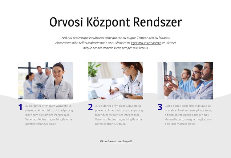 Orvosi központ rendszer Weboldal tervezés