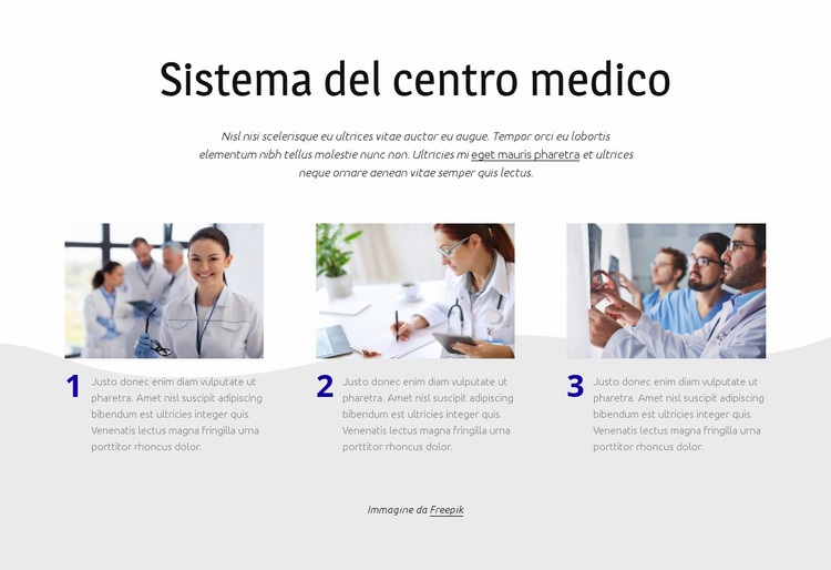 Sistema del centro medico Mockup del sito web