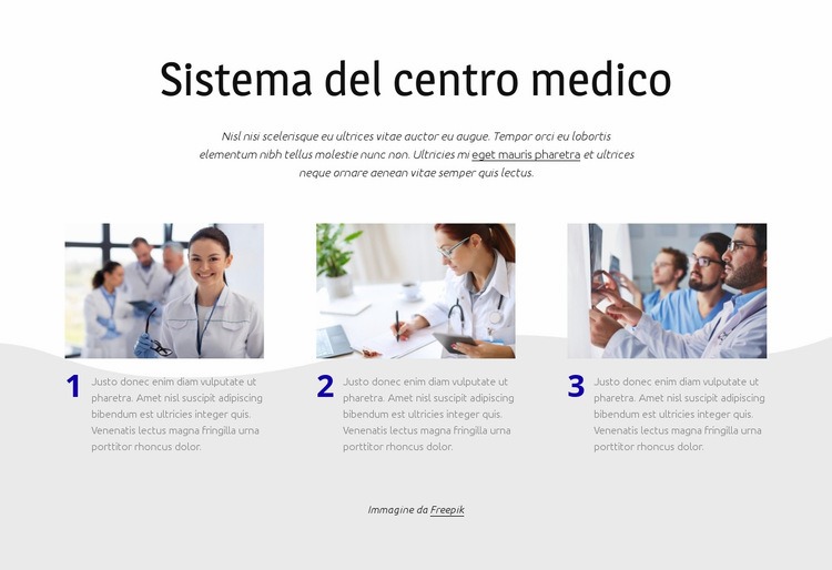 Sistema del centro medico Un modello di pagina