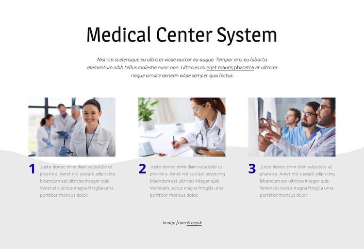 Medicinskt center system Html webbplatsbyggare
