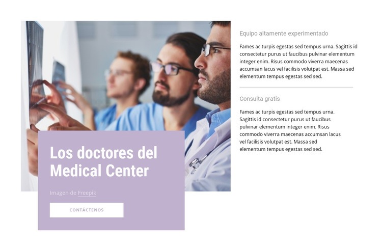 Nuestros doctores Diseño de páginas web