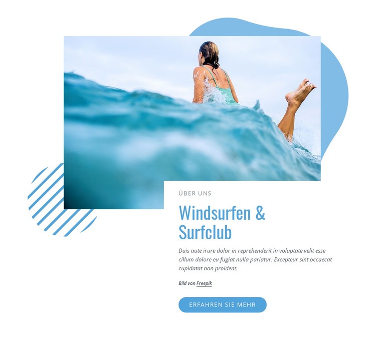 Windsurf- und Surfclub Eine Seitenvorlage
