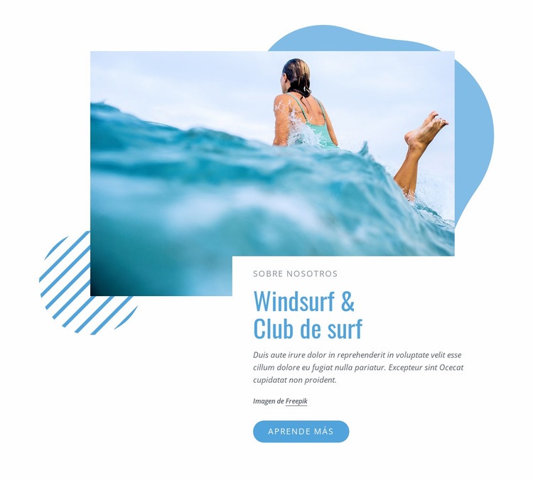 Club de windsurf y surf Plantillas de creación de sitios web