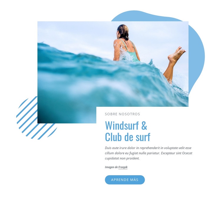 Club de windsurf y surf Maqueta de sitio web