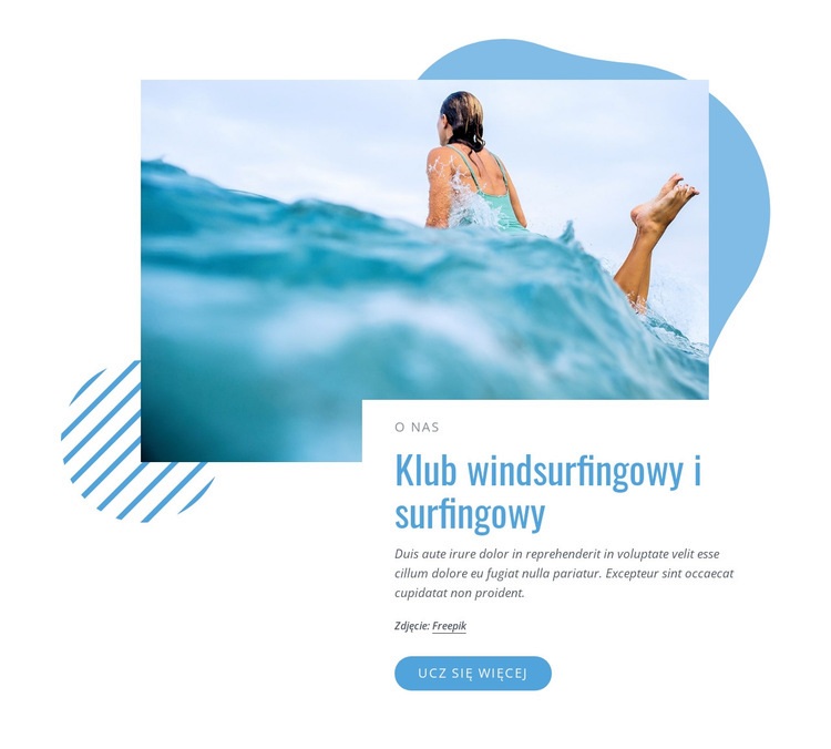 Klub windsurfingowy i surfingowy Makieta strony internetowej