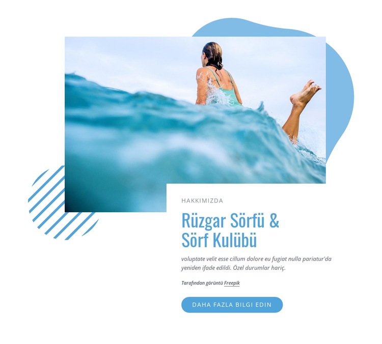 Rüzgar sörfü ve sörf kulübü Web Sitesi Mockup'ı