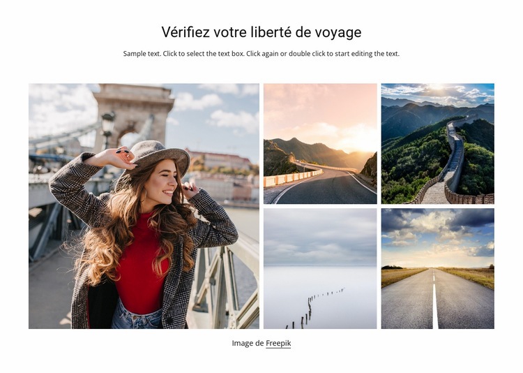 Liberté de voyager Page de destination