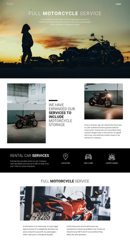 Caring For Cycles And Cars - Landing Page Template