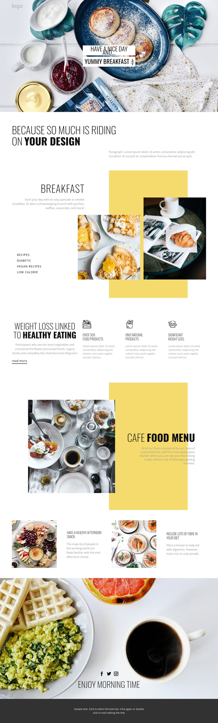 Healthy way of eating food One Page Template