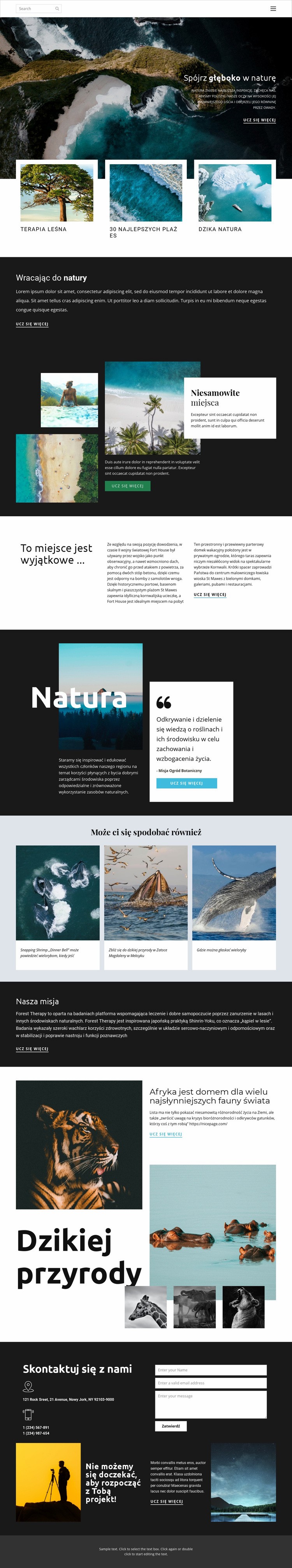 Odkrywanie dzikiej przyrody i przyrody Kreator witryn internetowych HTML