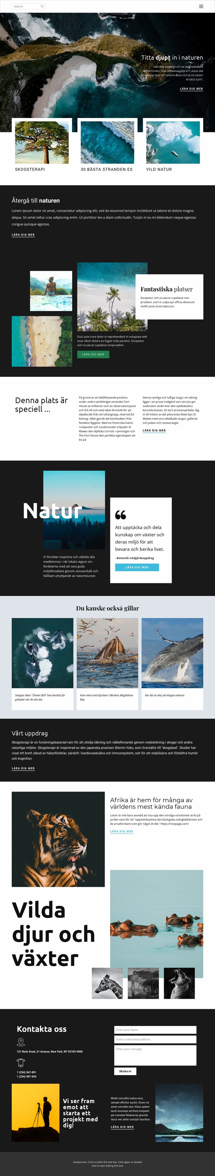 Utforska vilda djur och natur Webbplats mall