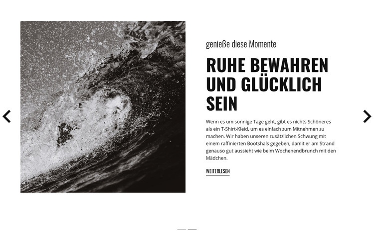 Bleib ruhig und erobere die Wellen Website-Modell